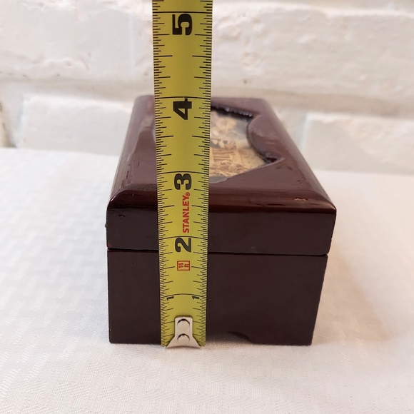 Vintage Handcarved Cork in Wood Laquered Jewelry Box Red Fabric Lined Chinese - Picture 11 of 12